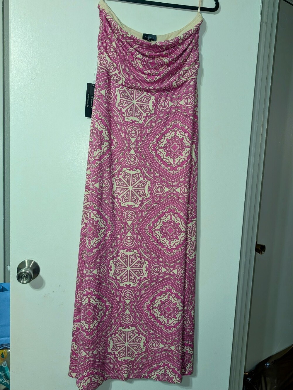 Large Women's Pink Patterned Maxi Dress - Strapless NWT